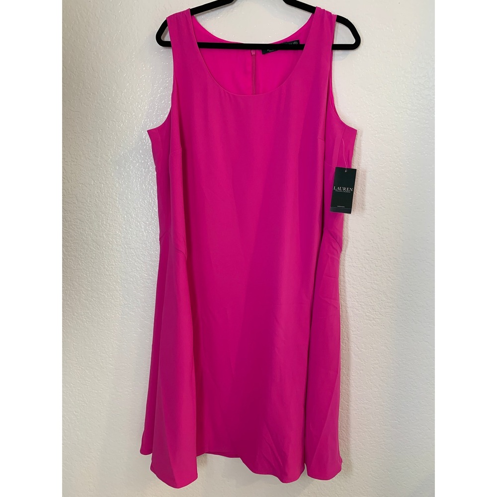 Lauren Ralph Lauren Dress Women 16W Pink Exotic Sleeveless Shift Cocktail Lined
